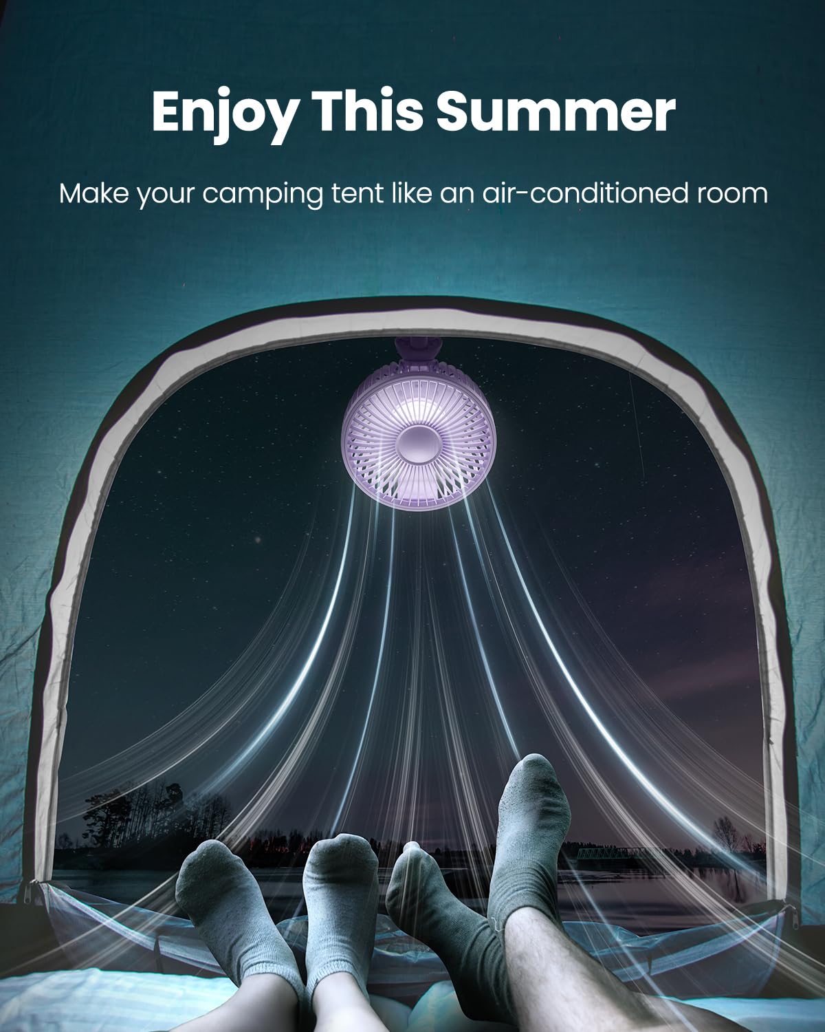 Foto 7 | Ventilador De Cochecito Gaiatop Oscilante Con Luz Nocturna Led Violeta - Venta Internacional.