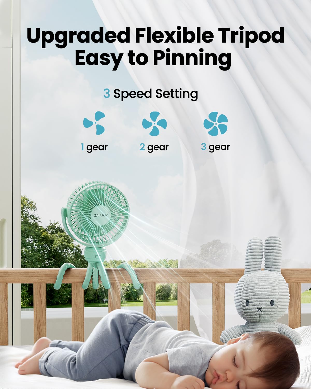 Foto 4 pulgar | Ventilador Portátil Gaiatop Mini Con Batería Recargable Para Cochecito  Color Verde - Venta Internacional.