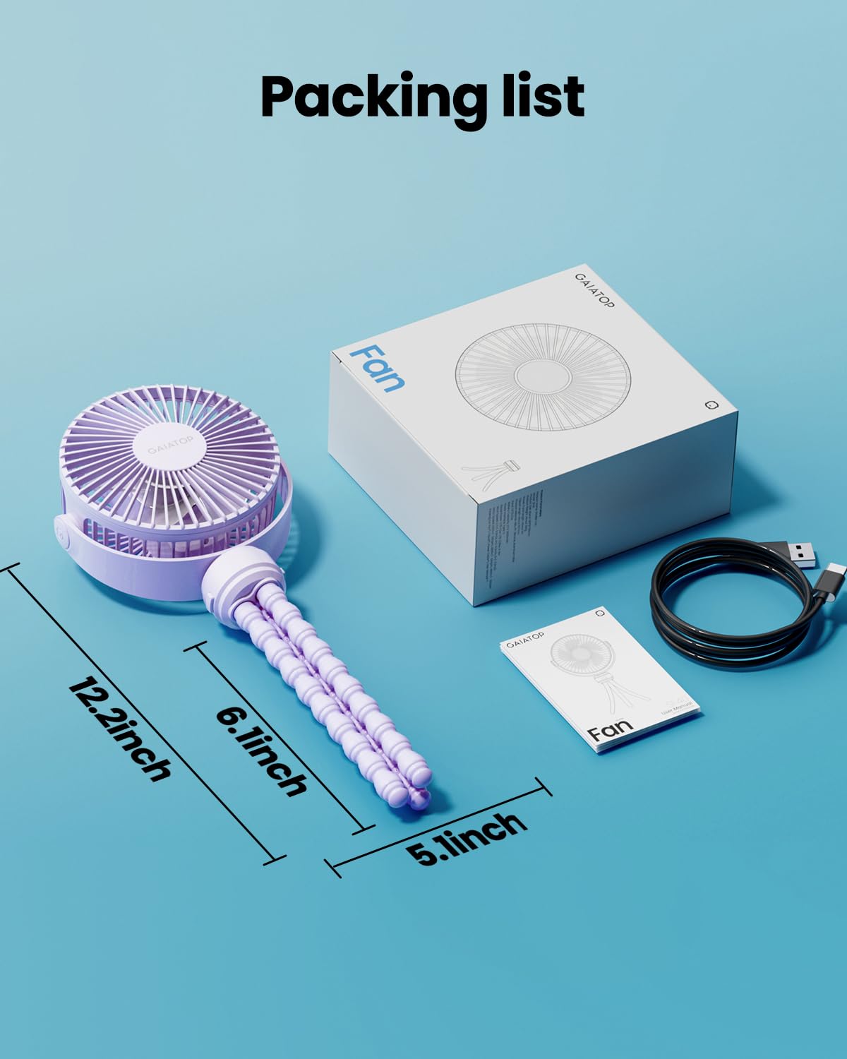 Foto 8 pulgar | Mini Ventilador Eléctrico Gaiatop Con Rotación De 360 Grados Recargable  Color Morado - Venta Internacional.