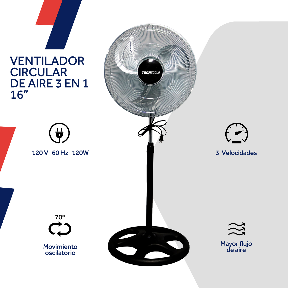 Foto 5 pulgar | Ventilador Oscilante CNX ABA-003 16" color Negro