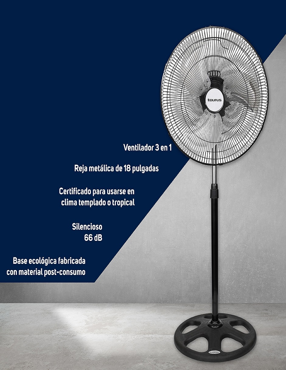 Foto 5 | Ventilador Taurus Mod. Marte 18'' color Negro