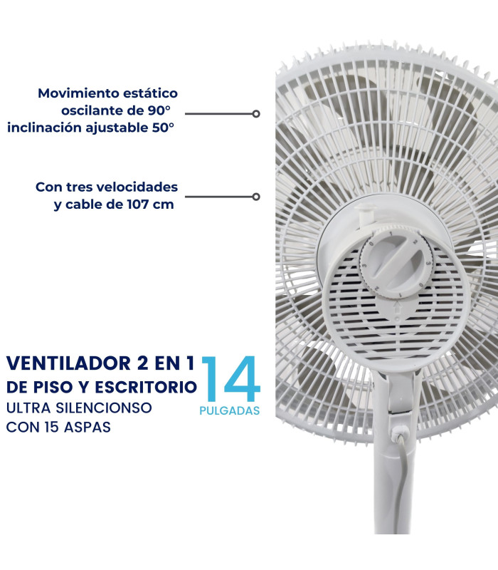 Foto 3 pulgar | Ventilador 2 en 1 Tek VP-14-BLANCO color Blanco 1 Pieza