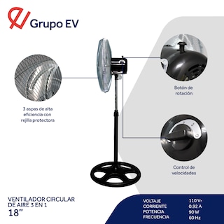 Foto 7 | Ventilador Tech Tools ABA-001 Negro 18'' 3 Posiciones