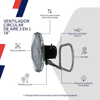Foto 8 | Ventilador Tech Tools ABA-001 Negro 18'' 3 Posiciones