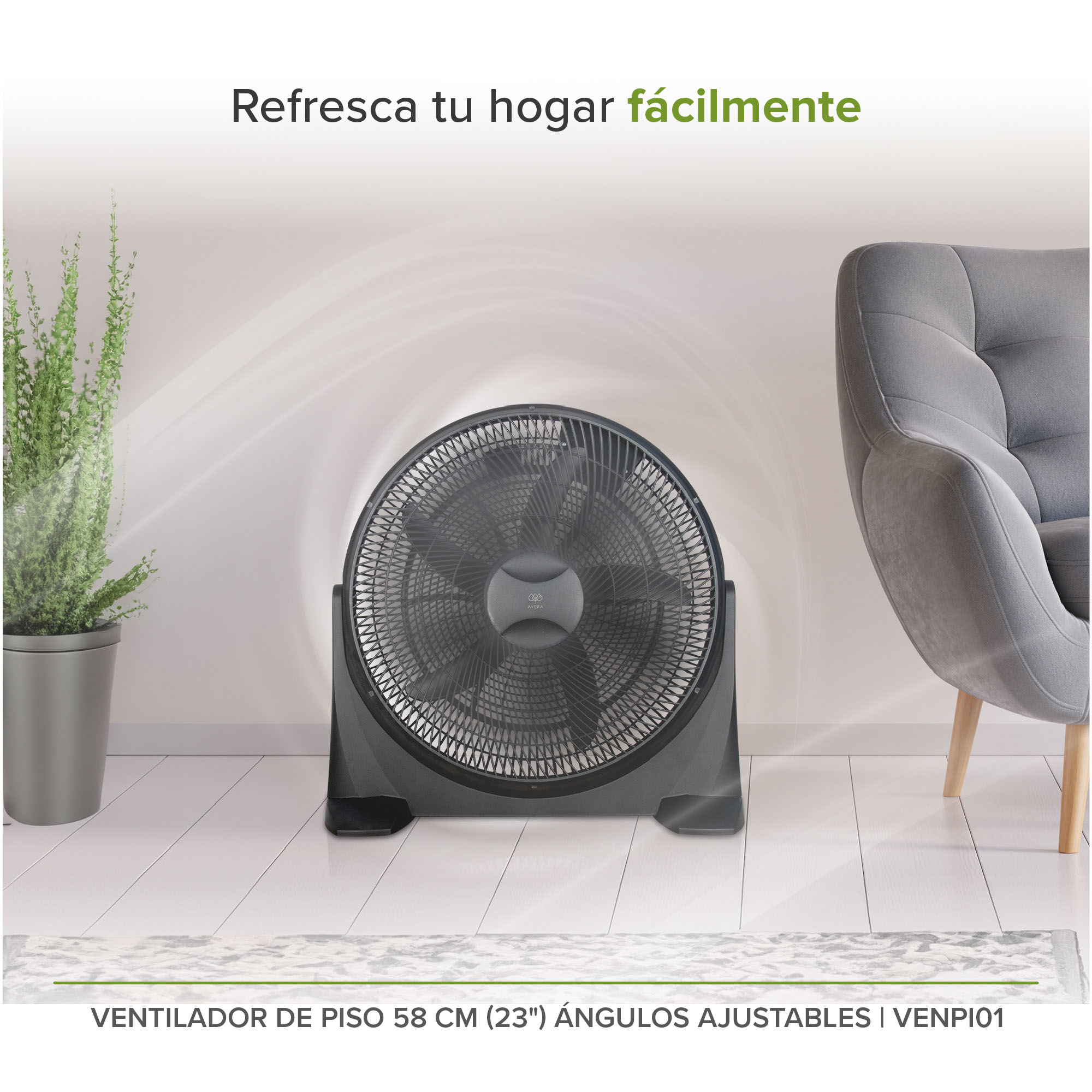 Foto 3 pulgar | Ventilador de Piso Avera de 23" 3 Velocidades