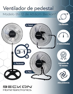 Foto 2 | Ventilador de Pedestal Beckon Bv-12 Turbo Fan 3 en 1 Silencioso