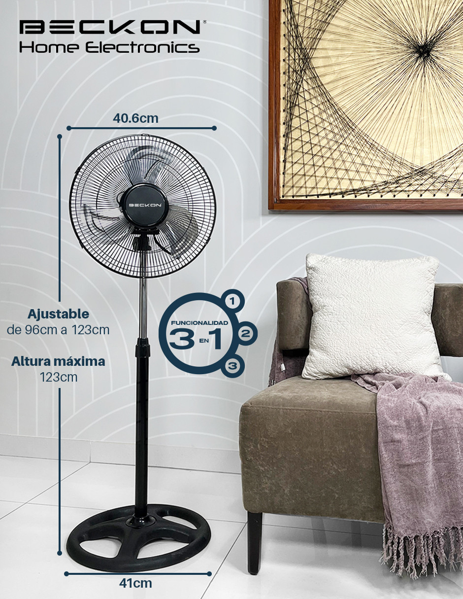 Foto 4 pulgar | Ventilador de Pedestal Beckon Bv-12 Turbo Fan 3 en 1 Silencioso