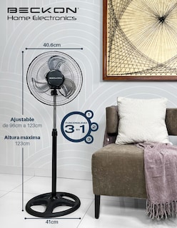 Foto 3 | Ventilador de Pedestal Beckon Bv-12 Turbo Fan 3 en 1 Silencioso