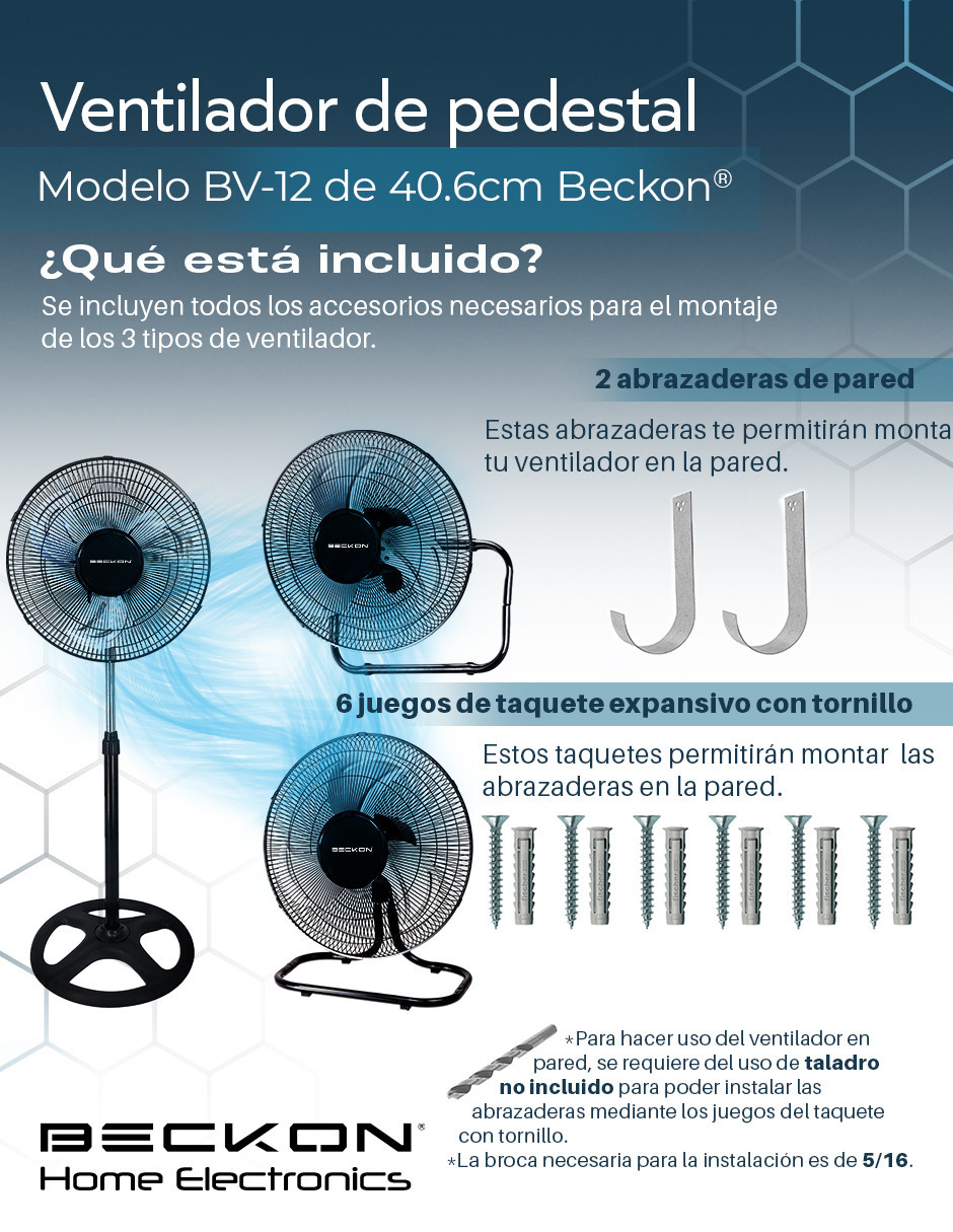 Foto 4 | Ventilador de Pedestal Beckon Bv-12 Turbo Fan 3 en 1 Silencioso