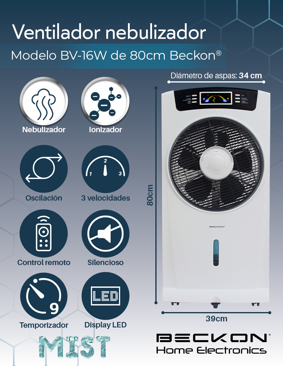 Foto 2 | Ventilador Nebulizador con Ionizador y Control Remoto 80cm