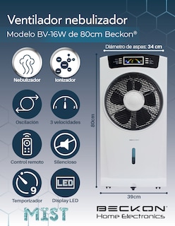 Foto 2 | Ventilador Nebulizador con Ionizador y Control Remoto 80cm