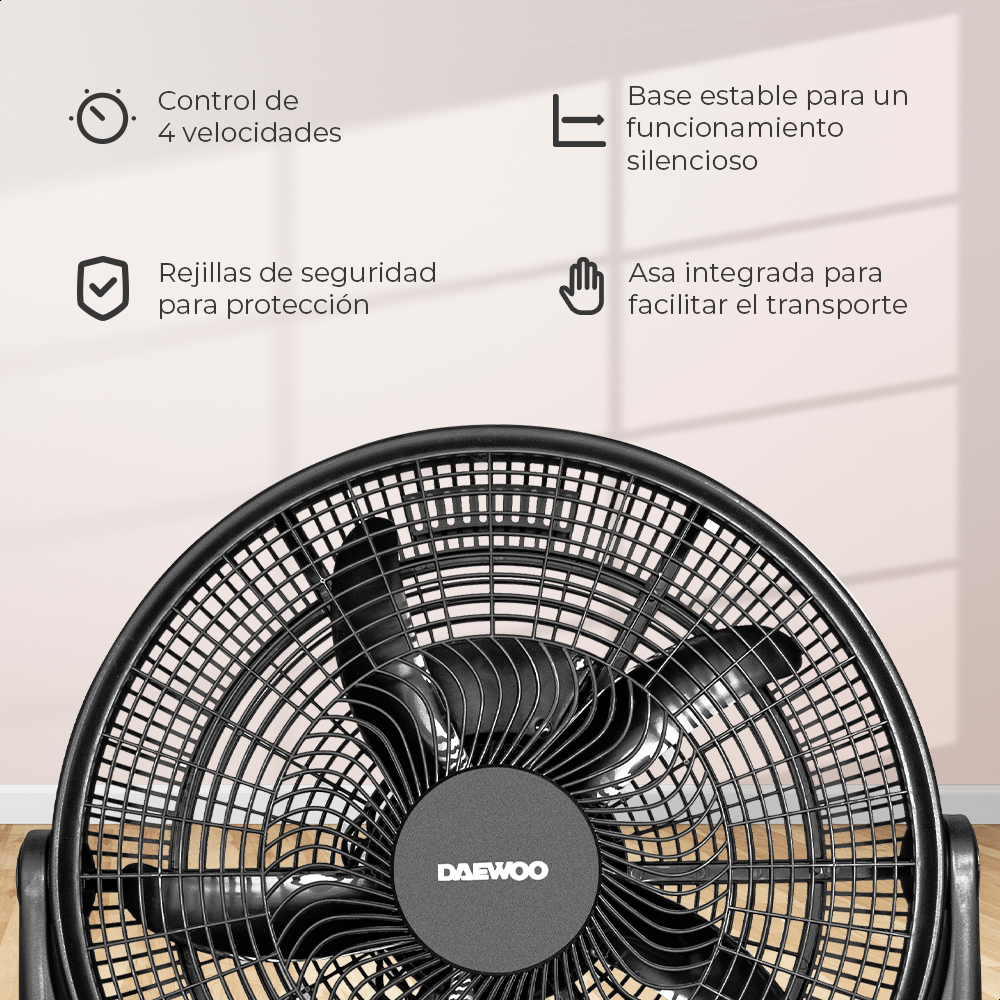 Foto 3 | Ventilador de Piso Daewoo 20'' 4 Velocidades 85W
