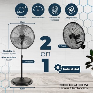 Foto 2 | Ventilador Industrial Beckon Negro 2 En 1