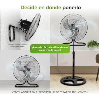 Foto 2 | Ventilador 3 en 1 Piso Pedestal y Pared Vent31 Avera color Plata