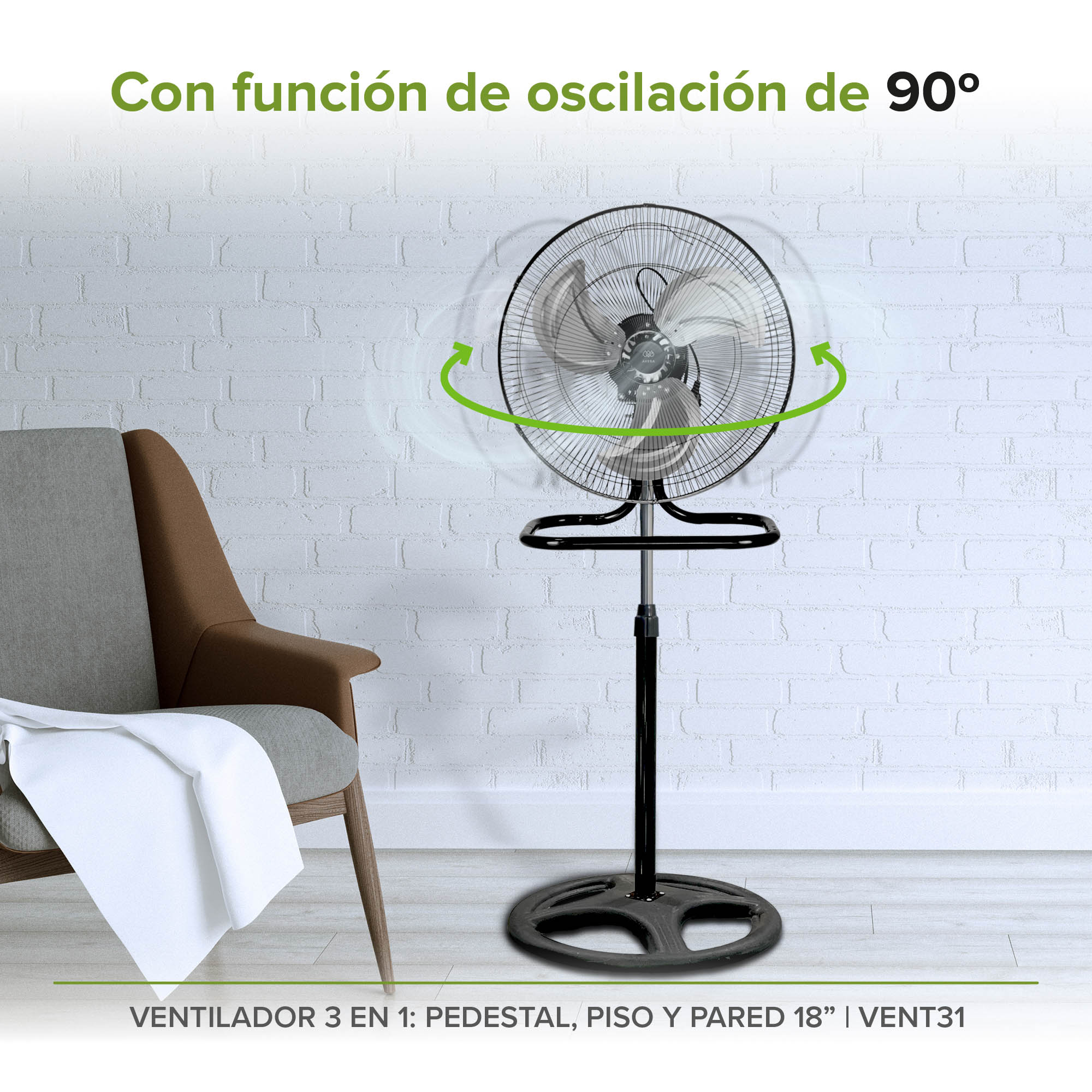 Foto 4 pulgar | Ventilador 3 en 1 Piso Pedestal y Pared Vent31 Avera color Plata