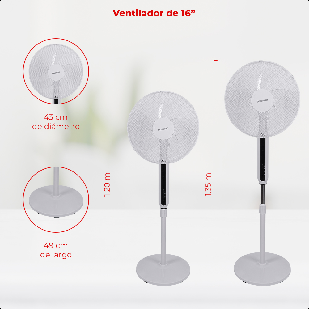Foto 5 pulgar | Ventilador Daewoo 16'' Control Remoto Y Temporizador