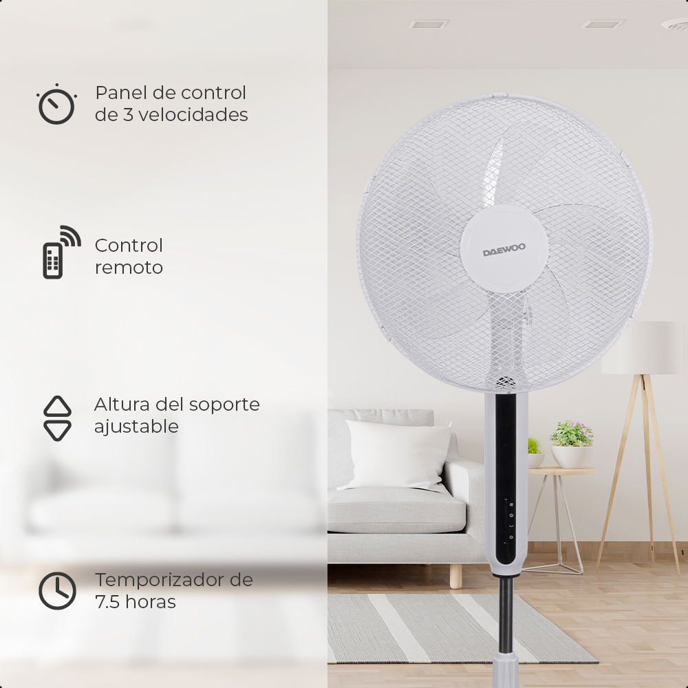 Foto 6 pulgar | Ventilador Daewoo 16'' Control Remoto Y Temporizador