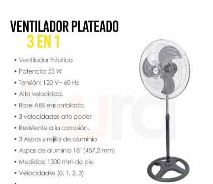 Foto 4 pulgar | Ventilador Wünd Negro 3 en 1 con 3 Aspas de Metal