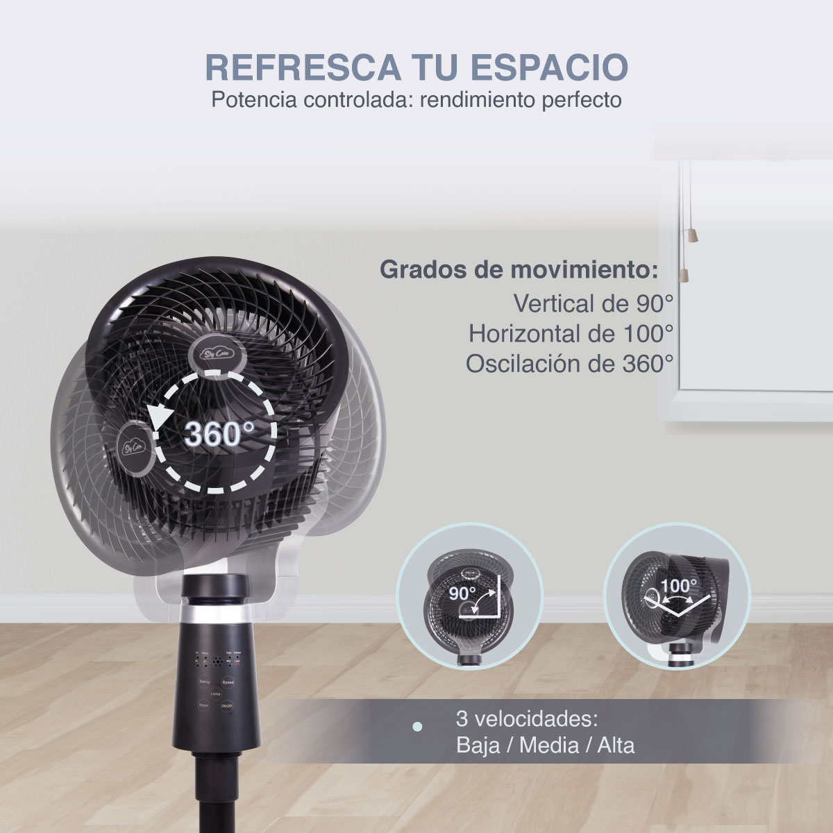Foto 5 pulgar | Ventilador Skye Care Air Cilinder Giratorio