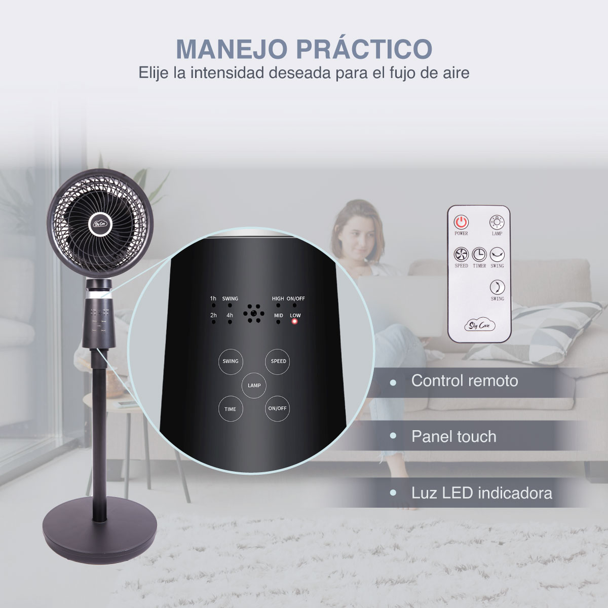Foto 7 pulgar | Ventilador Skye Care Air Cilinder Giratorio
