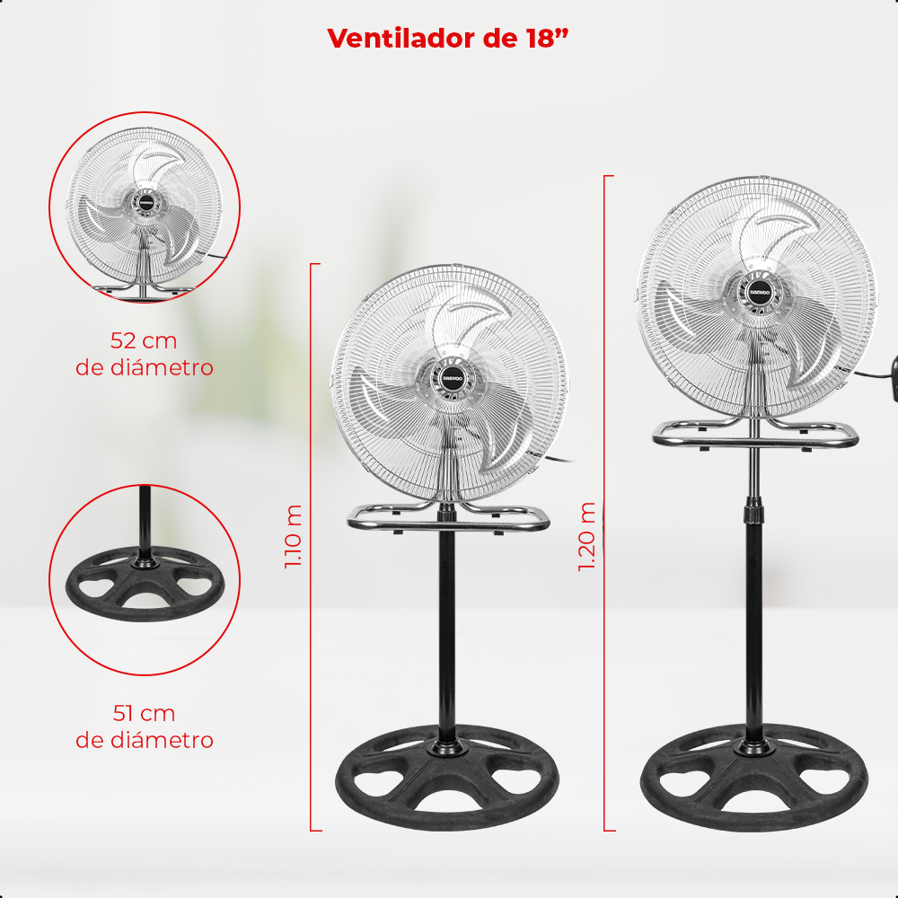 Foto 6 pulgar | Ventilador Daewoo 18'' 3 en 1 con 3 Velocidades