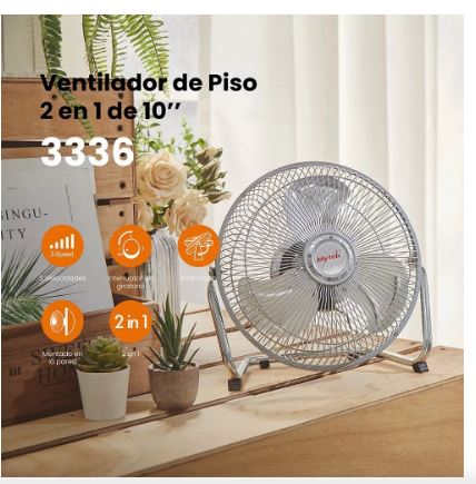Foto 3 pulgar | Ventilador De Piso Y Pared De 10 Pulgadas 2 En 1 Color Gris