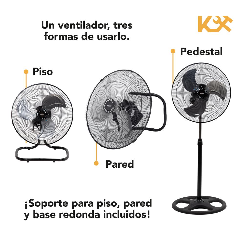 Foto 3 pulgar | Ventilador Kingsman KINGFAN3N1 3 en 1 De Pared Piso Y Pedestal 3 Aspas Aluminio