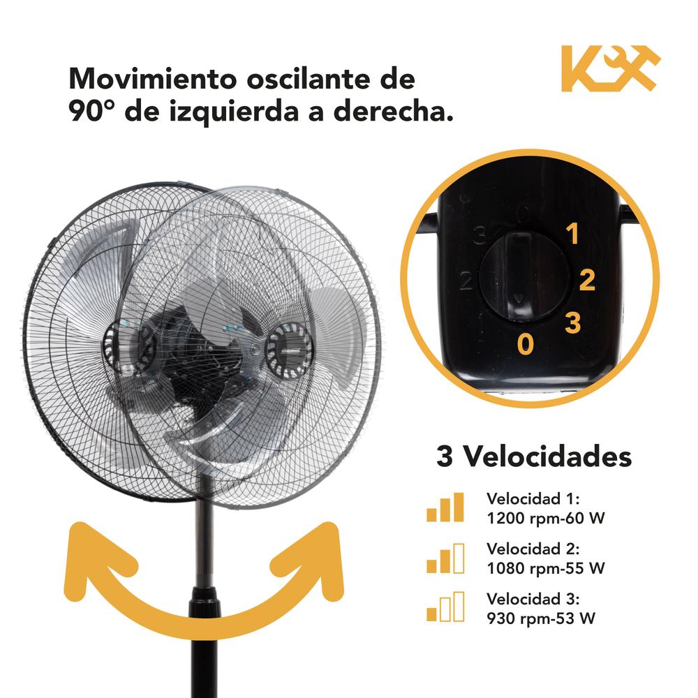 Foto 4 pulgar | Ventilador Kingsman KINGFAN3N1 3 en 1 De Pared Piso Y Pedestal 3 Aspas Aluminio