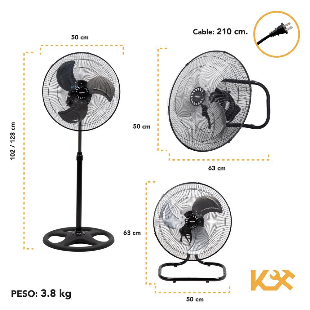 Foto 5 pulgar | Ventilador Kingsman KINGFAN3N1 3 en 1 De Pared Piso Y Pedestal 3 Aspas Aluminio