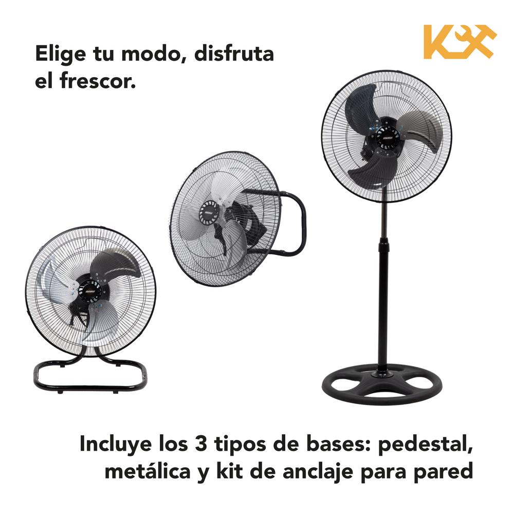 Foto 7 pulgar | Ventilador Kingsman KINGFAN3N1 3 en 1 De Pared Piso Y Pedestal 3 Aspas Aluminio