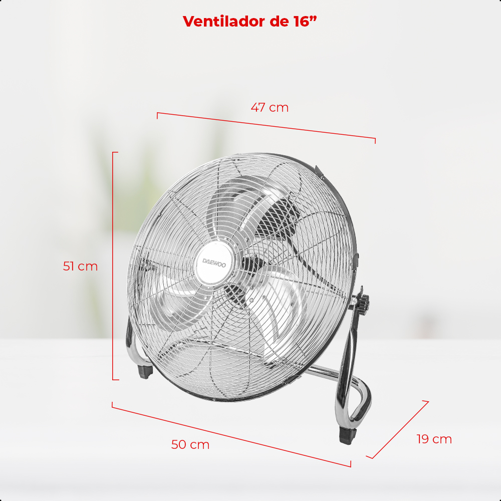 Foto 5 pulgar | Ventilador de Piso Daewoo Cromado 16'' 3 Velocidades