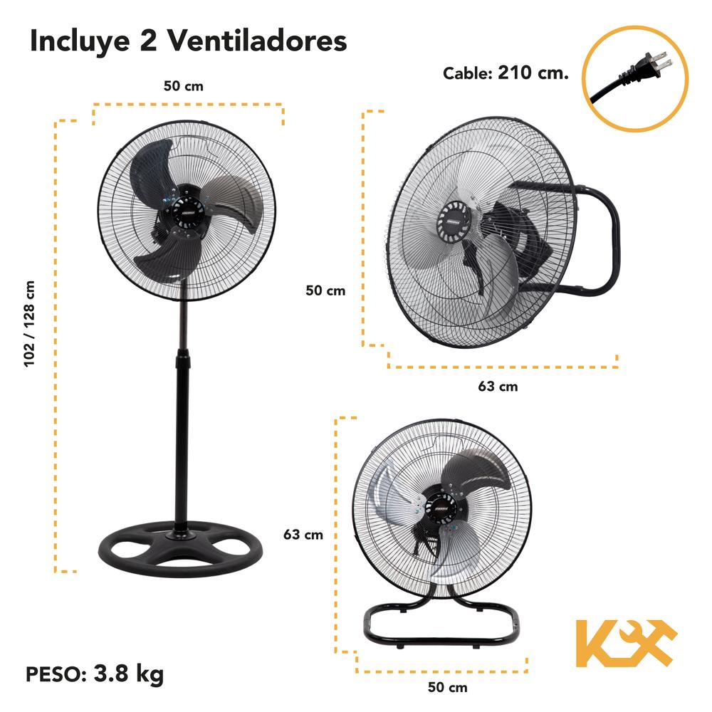 Foto 5 pulgar | Ventilador de Pie Kingsman 2 Piezas