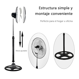 Foto 3 | Ventilador De Pedestal Metal 3 Velocidades 125 Cm Negro