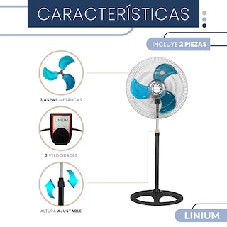 Foto 4 | Set de 2 Ventiladores Linium 3 en 1