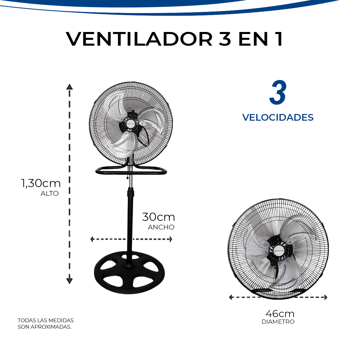 Foto 6 pulgar | Ventilador 3 En 1 De 18 Pulgadas Marca Gravita