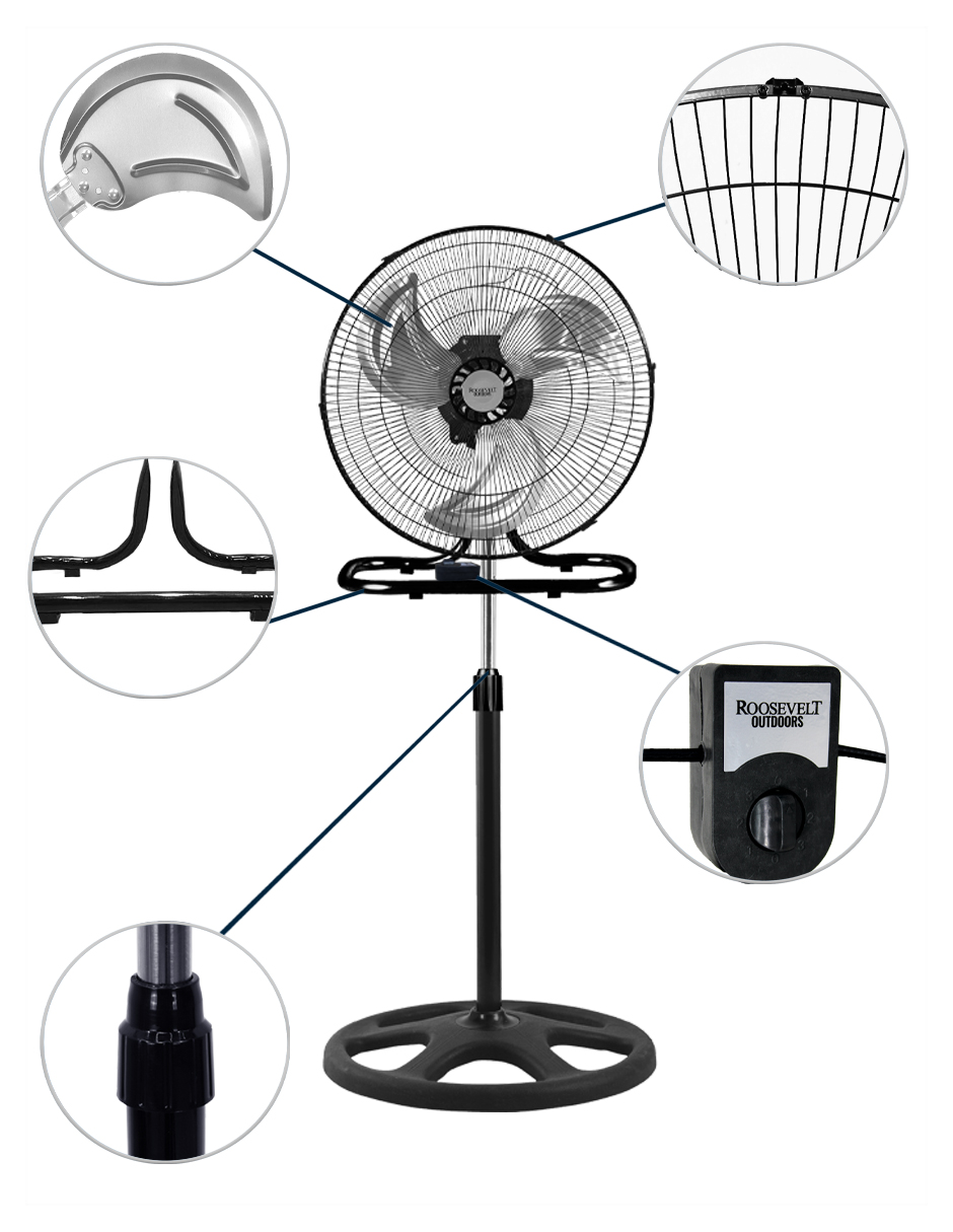 Foto 5 | Ventilador Pedestal Metal 3 en 1 Roosevelt Outdoors 2402 O35 Negro