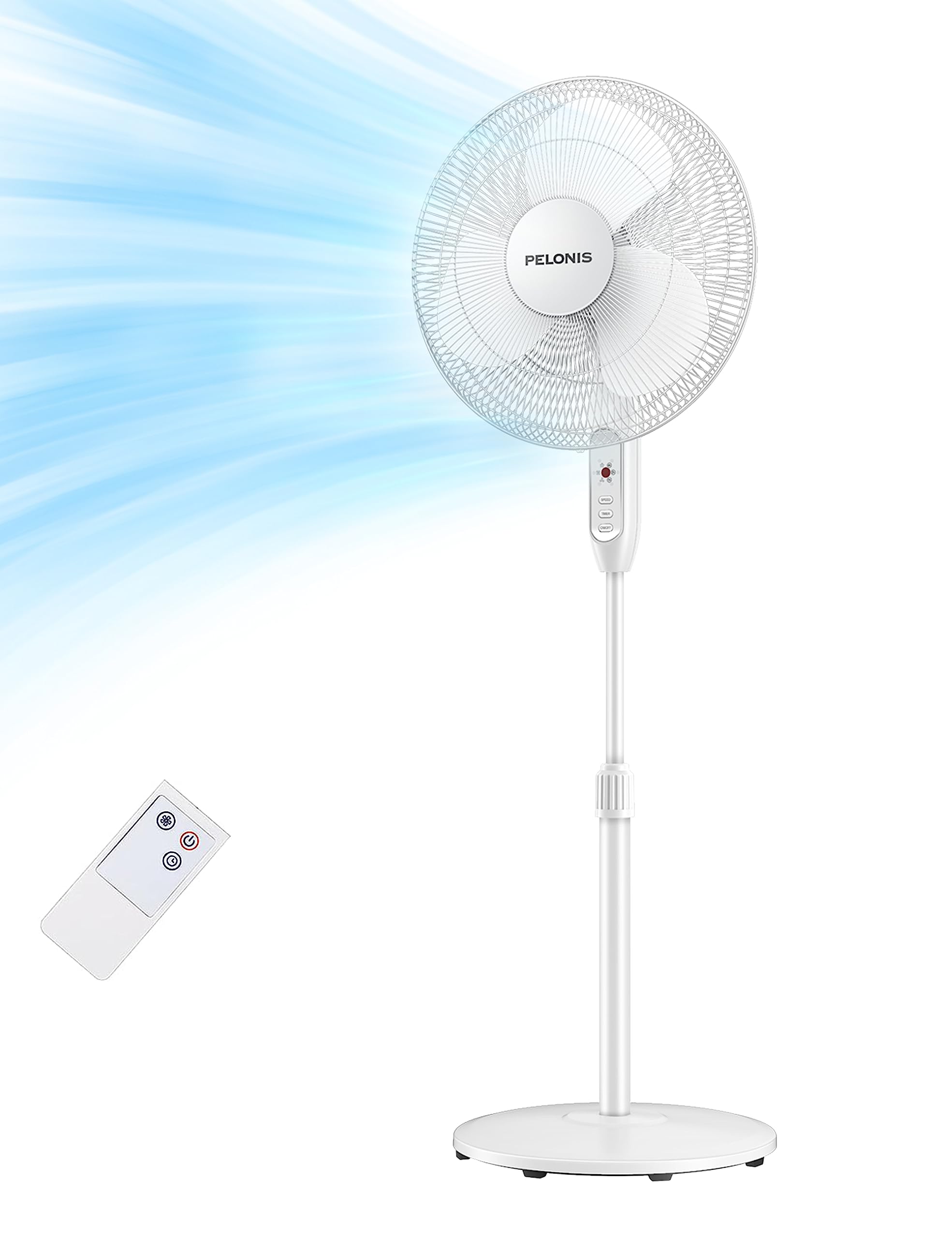 Ventilador Pelonis De 16 Pulgadas Con Pedestal Oscilante Y Mando A Distancia - Venta Internacional.