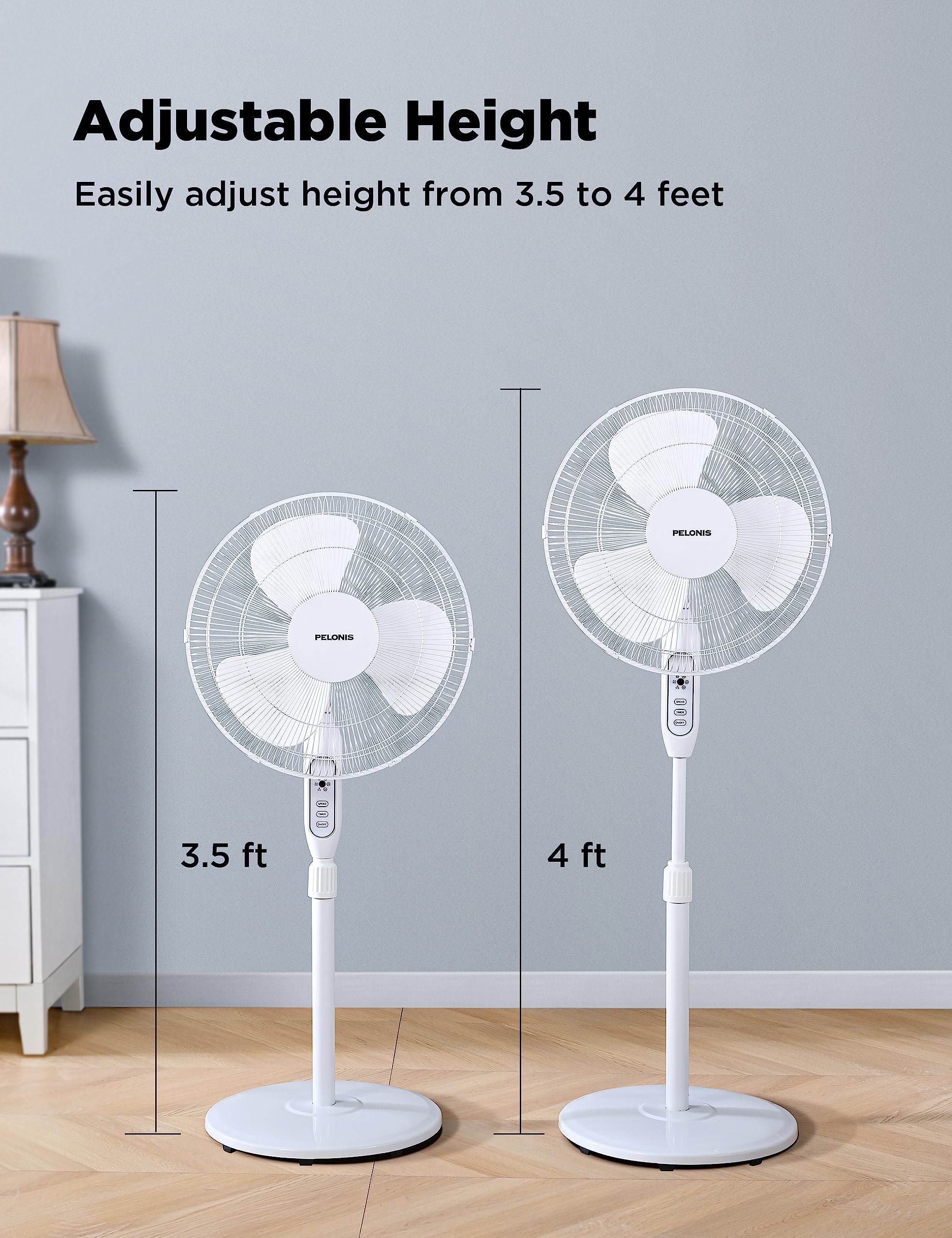 Foto 5 | Ventilador Pelonis De 16 Pulgadas Con Pedestal Oscilante Y Mando A Distancia - Venta Internacional.