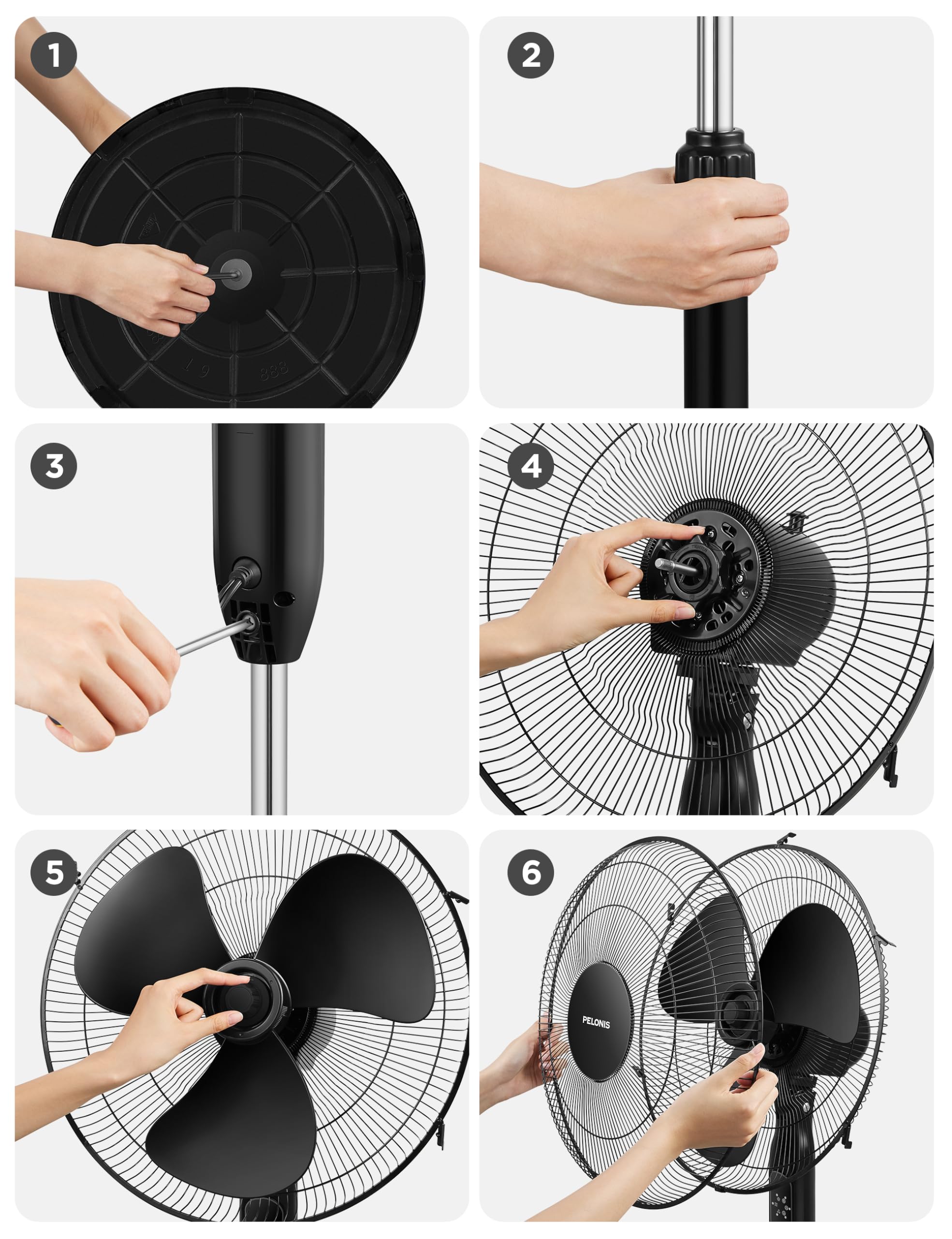 Foto 6 pulgar | Ventilador De Pedestal Pelonis Supreme 16, Negro, 40 Cm, Con Mando A Distancia - Venta Internacional.