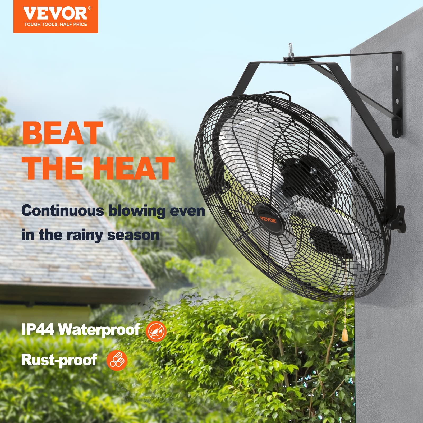 Foto 3 pulgar | Ventilador De Pared Vevor, 18 Pulgadas, 3 Velocidades, Ip44, Impermeable, Negro - Venta Internacional.