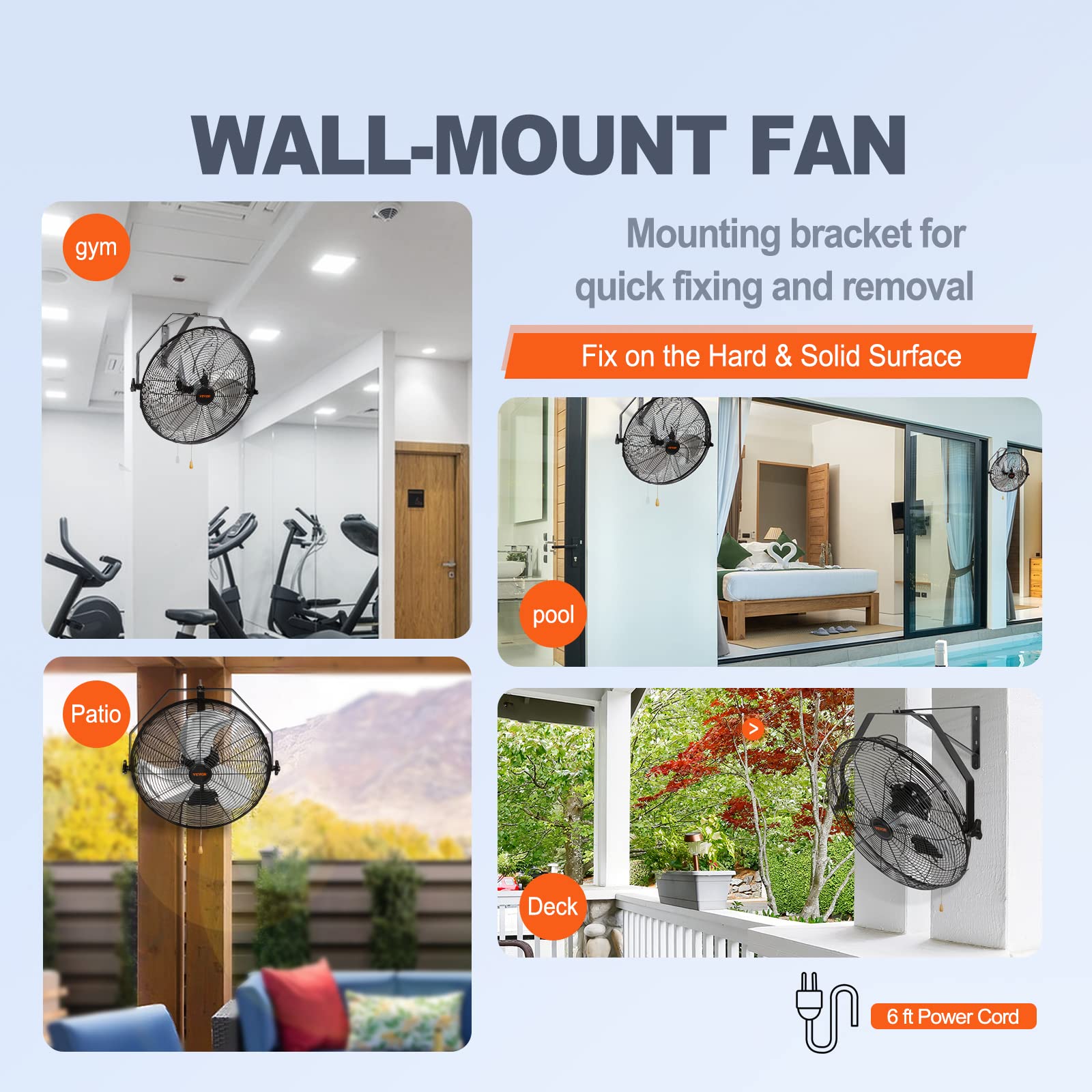 Foto 6 | Ventilador De Pared Vevor, 18 Pulgadas, 3 Velocidades, Ip44, Impermeable, Negro - Venta Internacional.