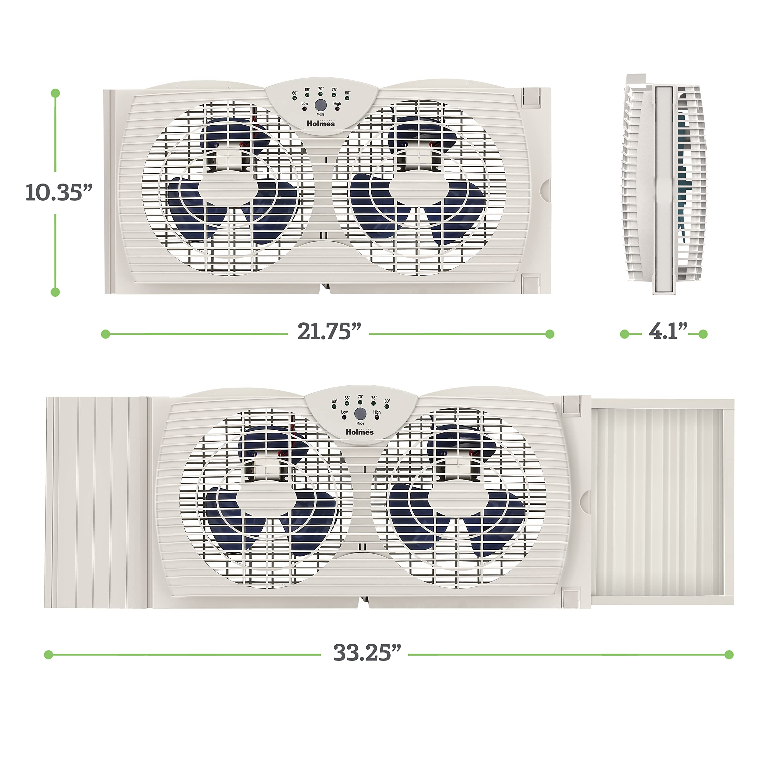Foto 7 | Ventilador De Ventana Holmes Digital De Doble Hoja Con Control De Termostato - Venta Internacional.