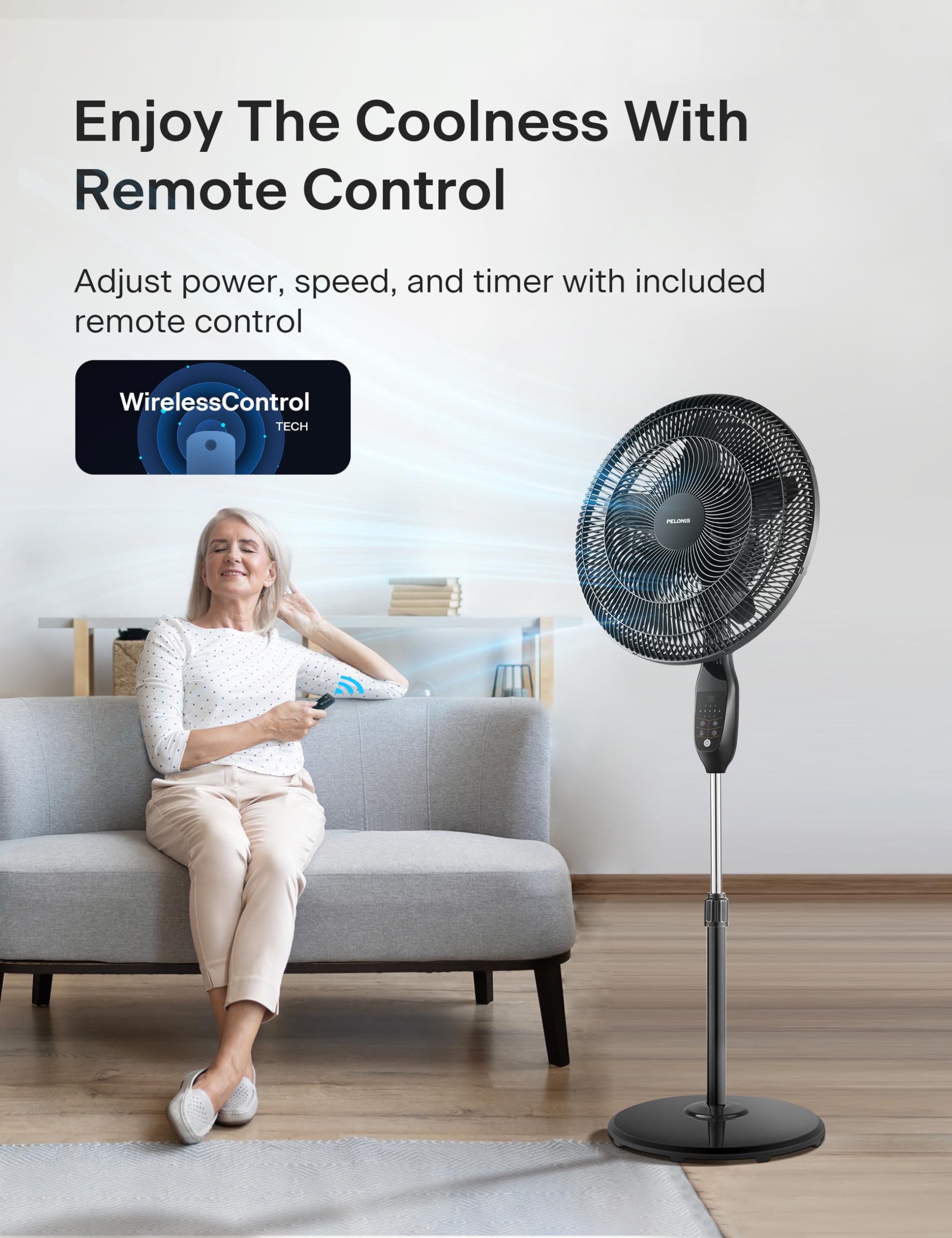 Foto 5 pulgar | Ventilador Pelonis Pfs45a5bbb, 45 Cm, 5 Aspas, Oscilante Con Control Remoto - Venta Internacional.