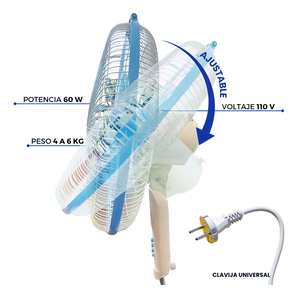 Foto 4 pulgar | Ventilador Pedestal de 5 Aspas Ajustable