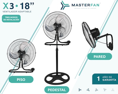 Foto 6 | Ventilador 3 En 1 Masterfan X3 Negro 18 Pulgadas
