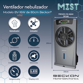 Foto 2 | Ventilador Humidificador Bv-16wwind Color Gris Rociador Nebulizador Brisa Fresca Agua 80cm Ionizador Purificador Ai