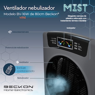 Foto 4 | Ventilador Humidificador Bv-16wwind Color Gris Rociador Nebulizador Brisa Fresca Agua 80cm Ionizador Purificador Ai