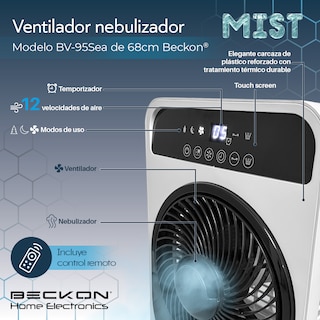 Foto 4 | Ventilador Humidificador Rociador Nebulizador Brisa Agua 68cm De Alto Premium Beckon Bv-95sea Silencioso Control Remoto