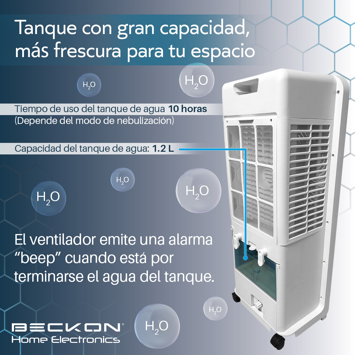 Foto 6 pulgar | Ventilador Humidificador Rociador Nebulizador Brisa Agua 68cm De Alto Premium Beckon Bv-95sea Silencioso Control Remoto