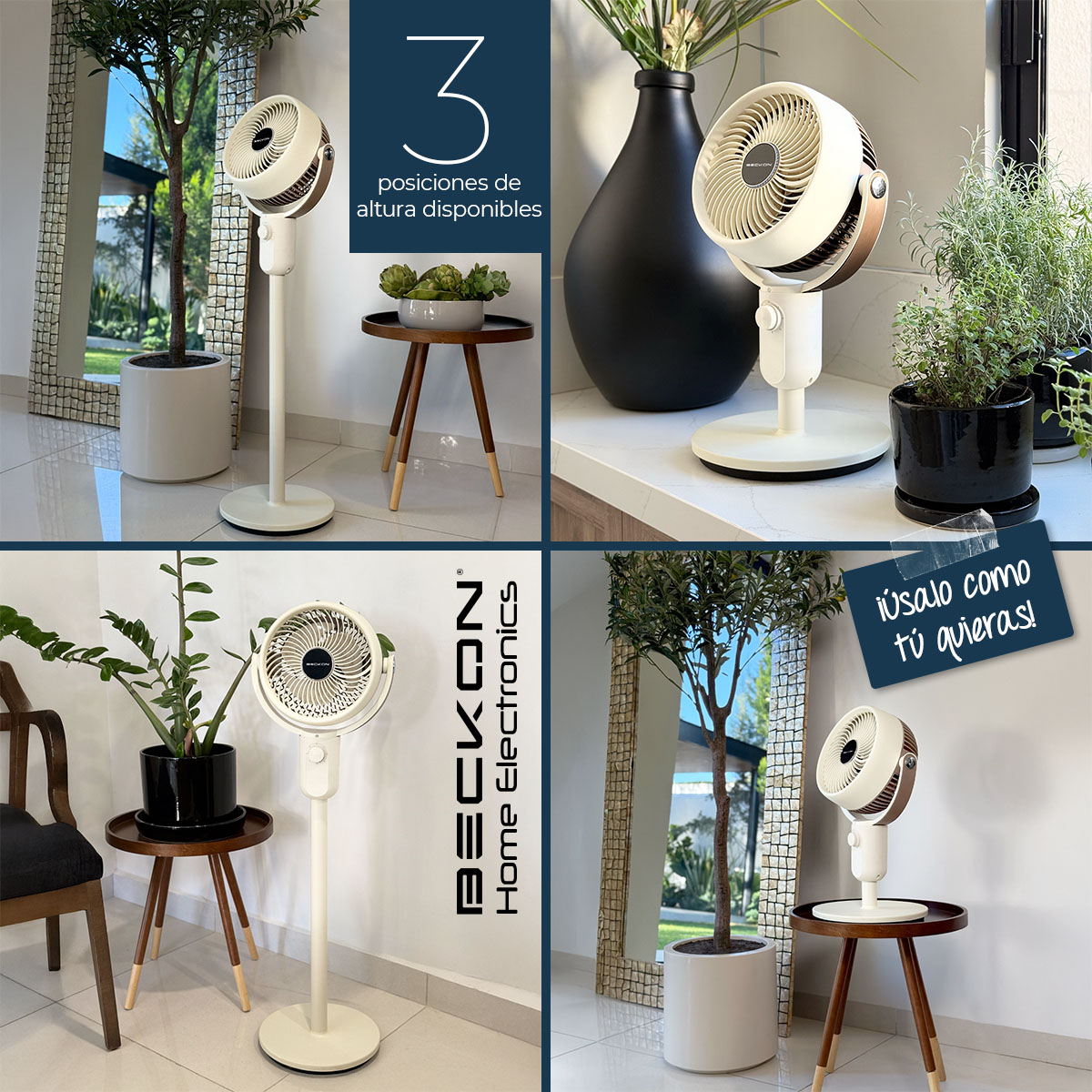 Foto 3 pulgar | Ventilador De Pedestal Decorativo Premium Beckon Bv-45star Alta Potencia 27cm De Diámetro 3 Posiciones De Altura Os